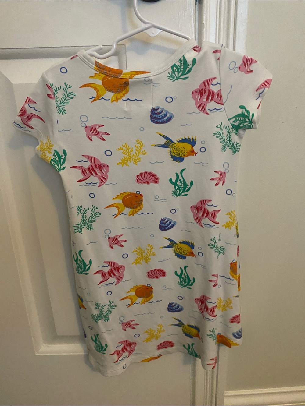 The Beaufort Bonnet Company White Kids Dress with Multicolor Fish Print - Picture 2 of 3